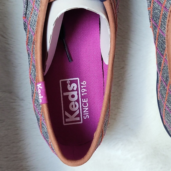 NWT! Windowpane Orange and Purple Plaid Keds! Size 8! - Picture 4 of 9